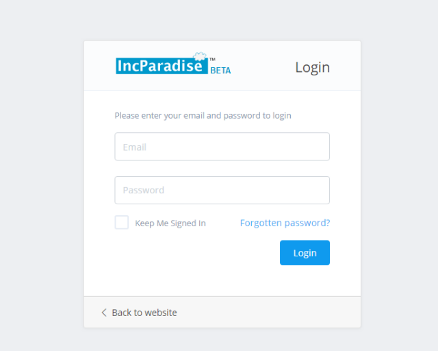 IncParadise New Client Back Office