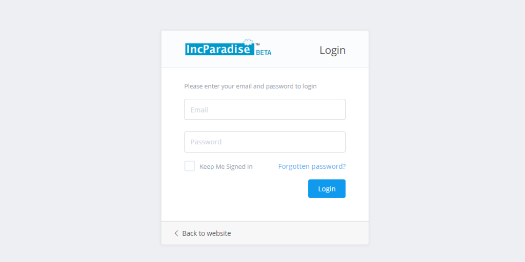 IncParadise New Client Back Office