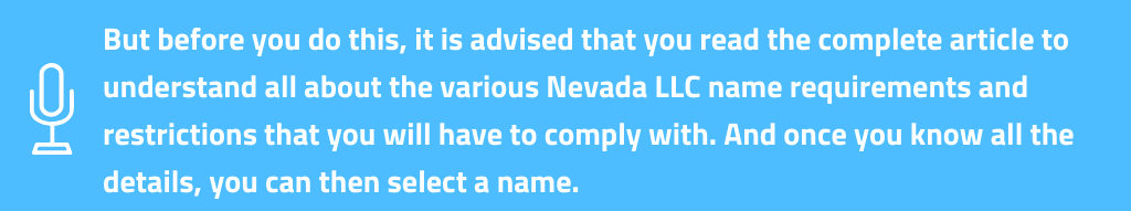 Nevada LLC Name Requirements 