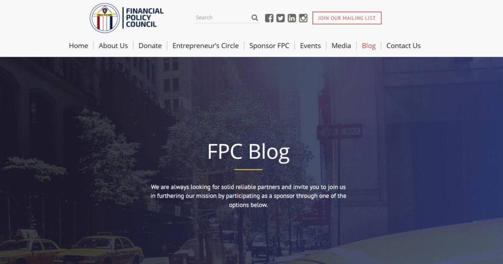 Financial Policy Council Blog
