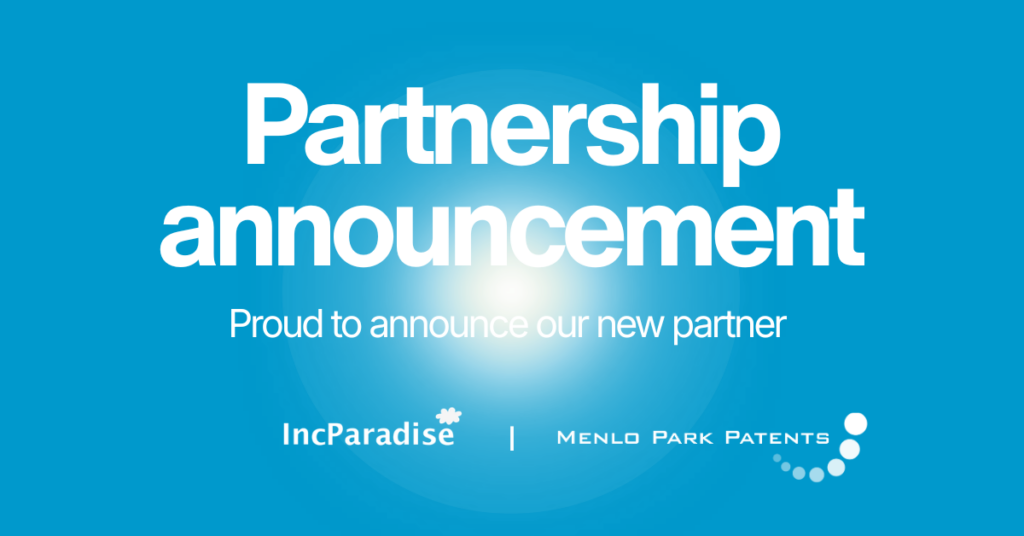 IncParadise partners with Menlo Park Patents